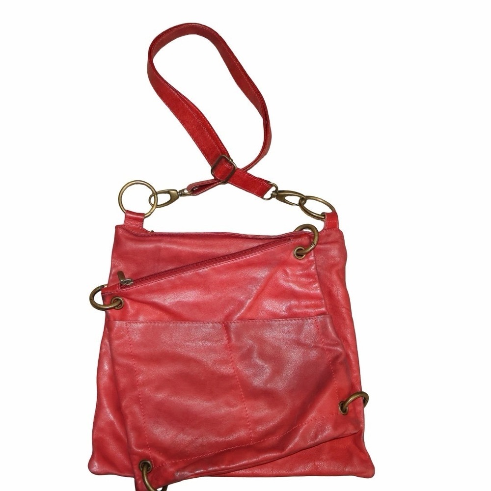 Italian Leather‎ Red Crossbody Purse Vera Pelle